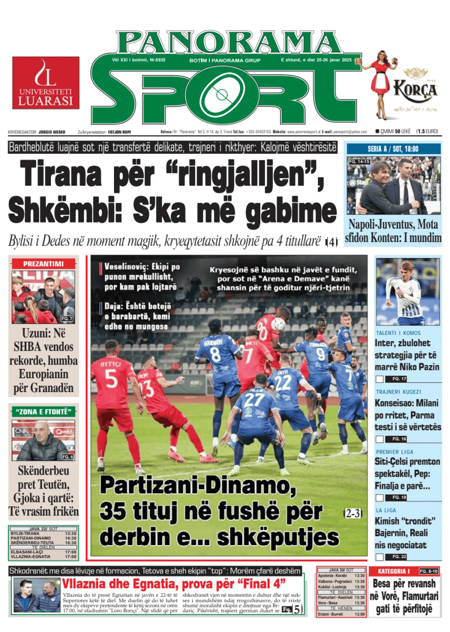 Prima-pagina-Panorama Sport-oggi-edizione-di-oggi-20250125